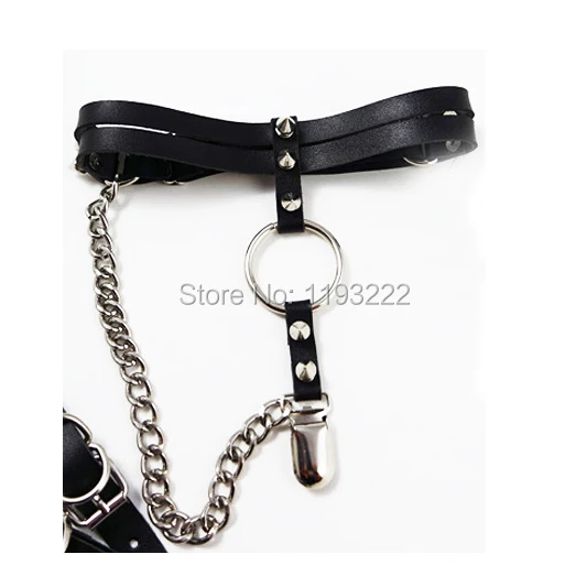 Подвязка для чулок в стиле панк рок Dark кожаный пояс ручной работы два ряда с