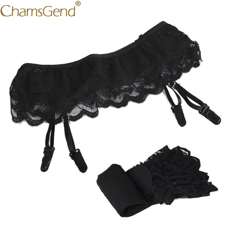 Chamsgend интимные женские сексуальные кружевные чулки с оборками стринги нижнее