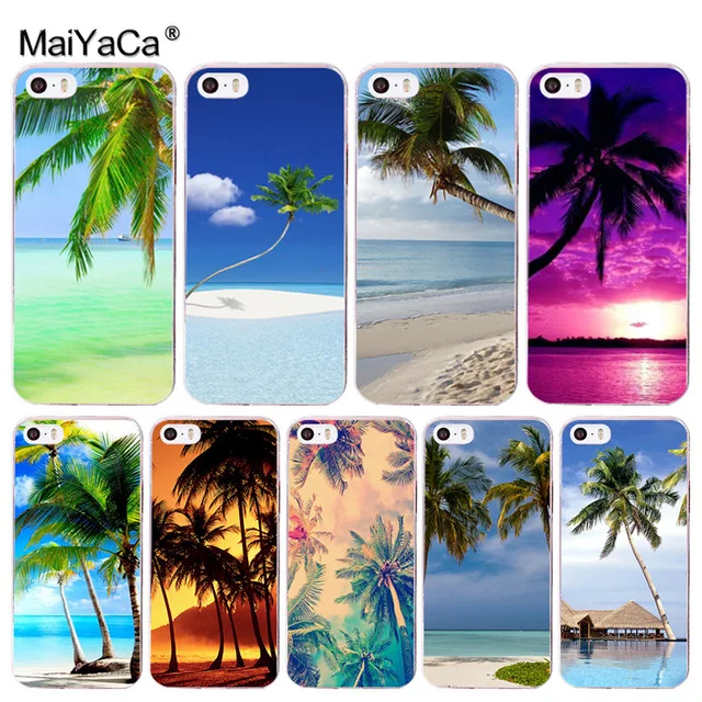MaiYaCa пейзаж море пляж кокосовое дерево для iPhone 4 5C 5S 6S 7 8 Plus X XR XS MAX телефонные чехлы