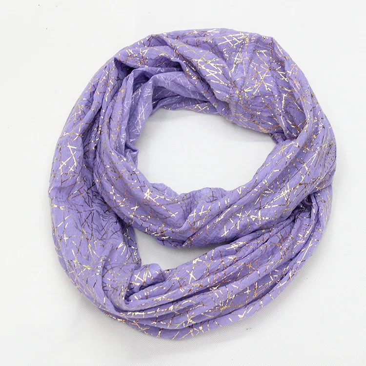 Новые модные хлопковые полосатые шарфы Bronzing Circle Loop Женский бесконечный шарф