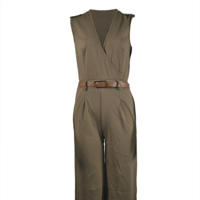 

Women Sexy V Neck Sleeveless Jumpsuits Wide Leg High Waist Fashion Women Clothing