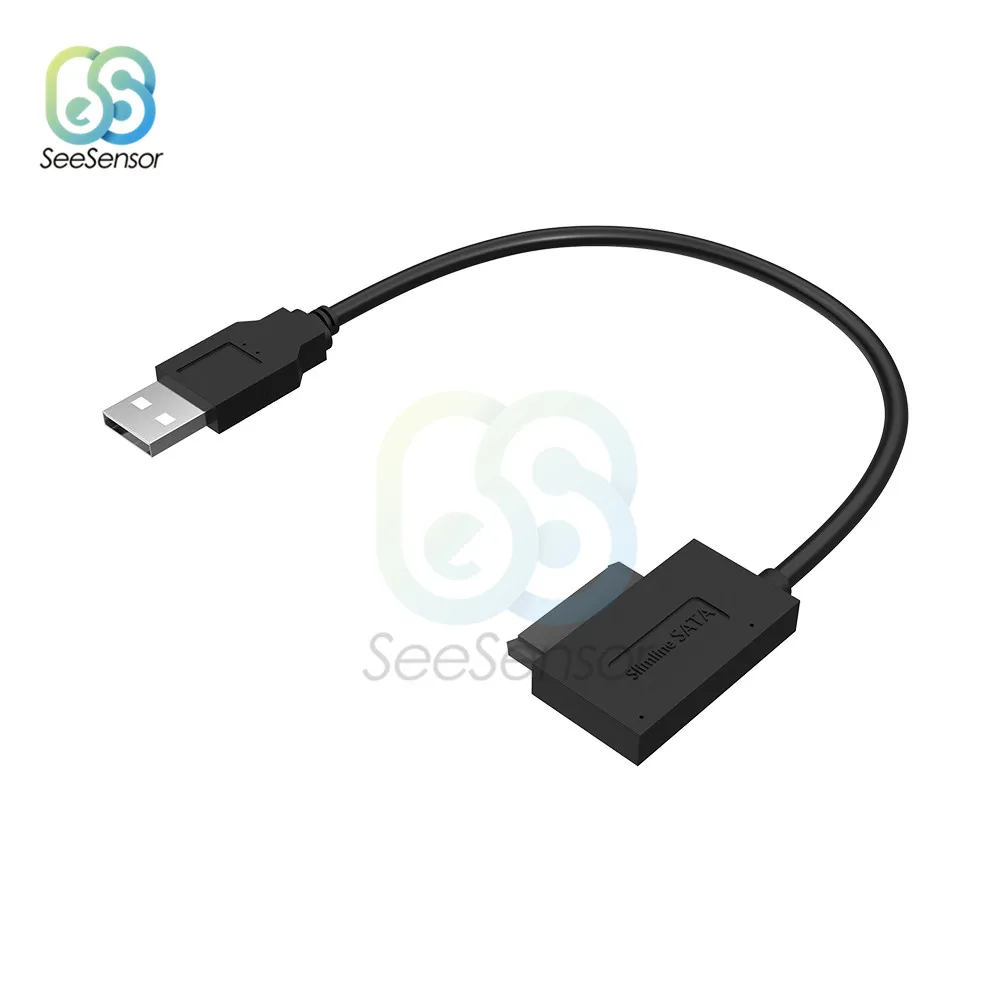 USB 2,0 до 13Pin SATA жесткий диск адаптер кабель Разъем Черный Slimline для ноутбука CD DVD Оптический привод нет необходимости питания