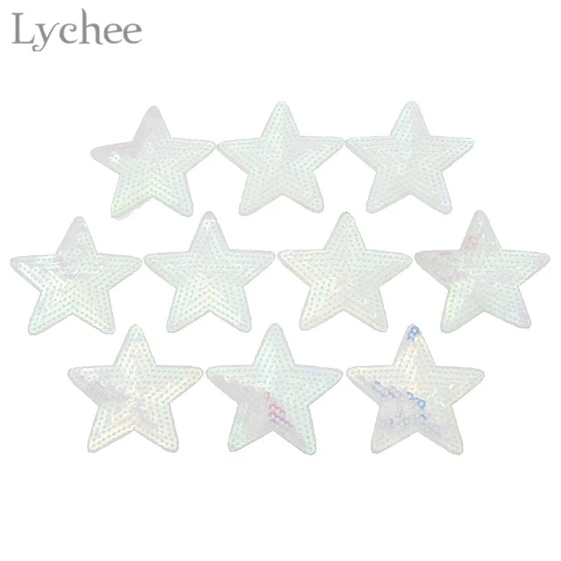 Lychee Life 10 шт. нашивки с блестками в виде звезд патчи для вышивки утюгом одежды