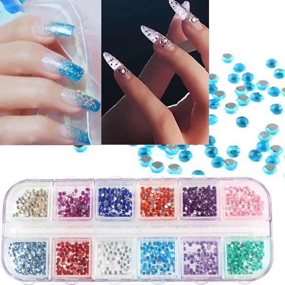 1500pcs 12 Colors Glitter Decor Nail Art Crystal Rhinestone Powder Case Box Set For Lady Tool FM88 | Красота и здоровье