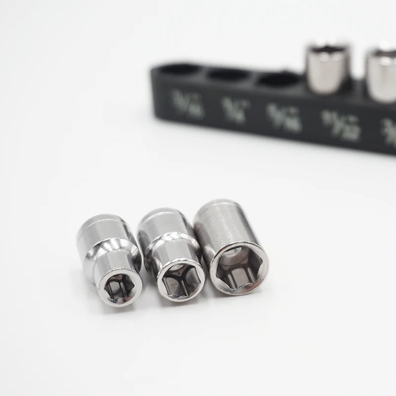 

7pcs Socket 1/4 inch 6.35mm Drive Square Hex 6 Points Inch Hex Nut Driver Wrench Socket Adapter For Auto Car Repair