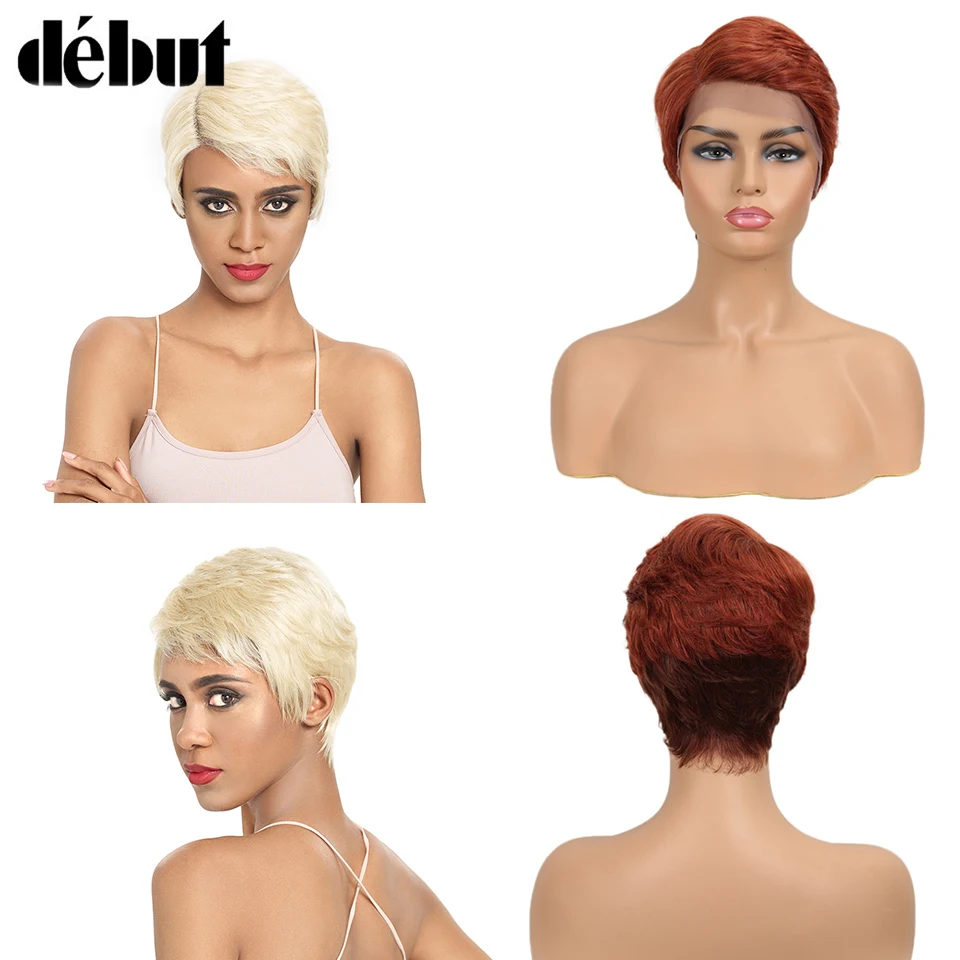Debut Lace Front Human Hair Wigs 613 Blonde Lace Front Wig Short Remy Indian Hair Wigs U Part Lace Real Human Wigs For Mom