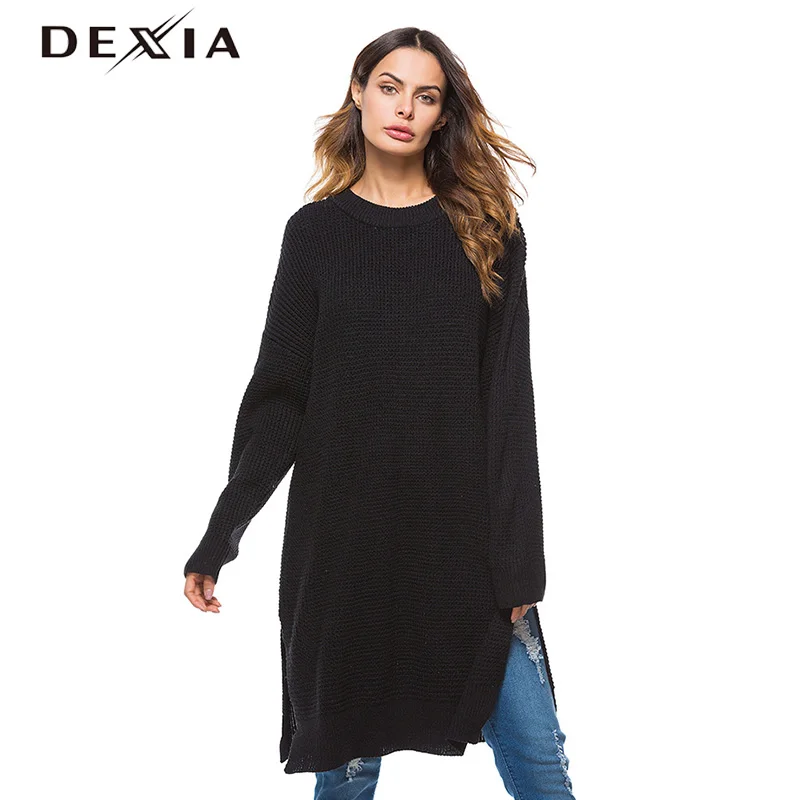 DEXIA Winter Long Sweater Women Fashion Sleeve Pullover Female Solid Color Autumn Green Casual Jumper ZJ021 | Женская одежда