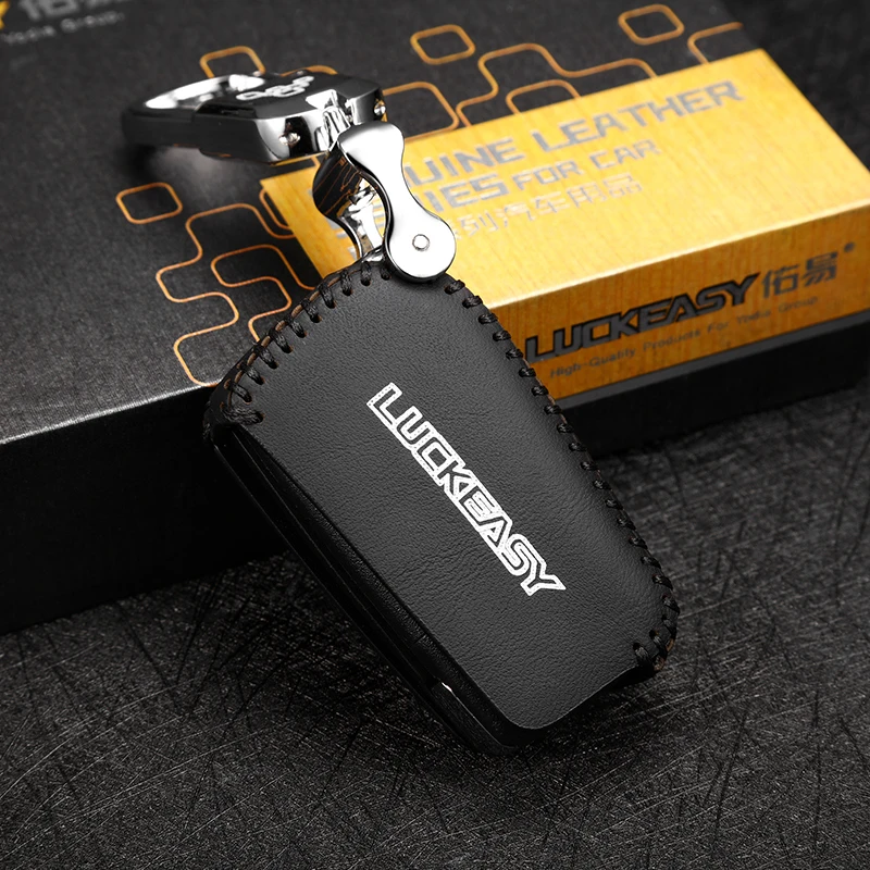 

luckesy leather key cover for toyota corolla 2016 camry 2015 reiz 2013 levin 2017 3 button car key case holder hot sale key2p