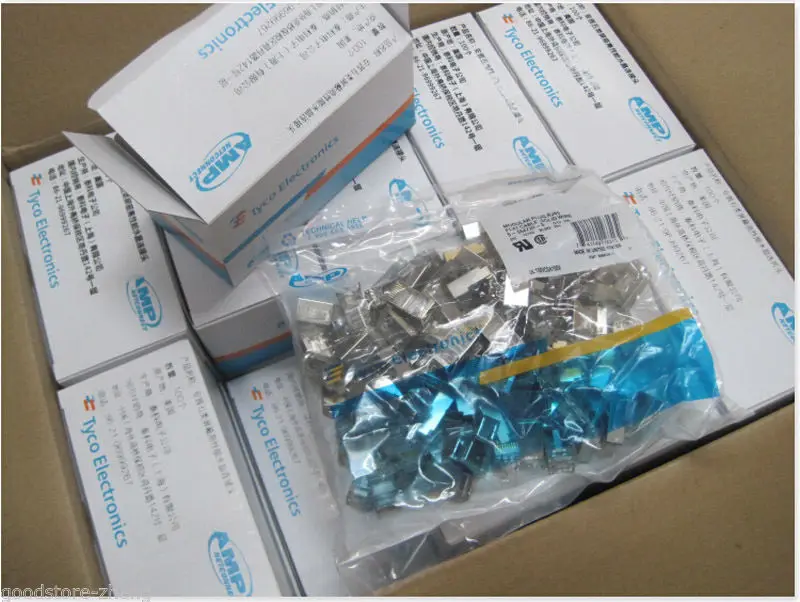 100 шт./лот RJ45 AMP Кристалл экранированный модульный CAT.5e RJ45 штепсельные Разъемы RJ45 AMP