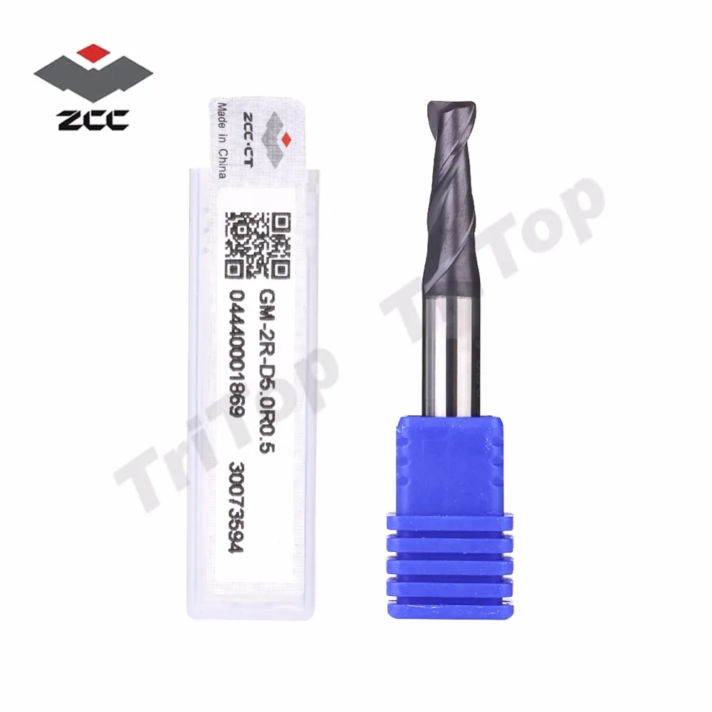 

3pcs/lot ZCC.CT GM-2R-D5.0 R0.5 Cemented Carbide 2-flute R end mills with straight shank 5.0mm Tool diameter 0.5mm Radius