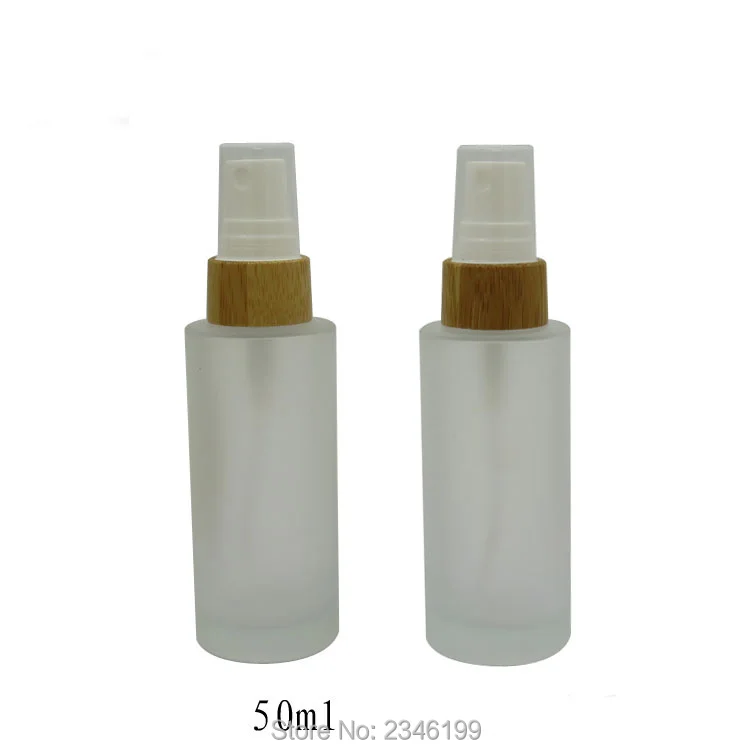 50ML 10pcs/lot Empty DIY Bamboo Cosmetic Spray Bottle Glass Clear Container Frosted Matte Liquid Storage | Красота и здоровье