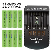 8pcs varicore aa 2000 mah 1 2v nimh batteries for remote control of robotic toys medical equipment productsvl4 battery charger