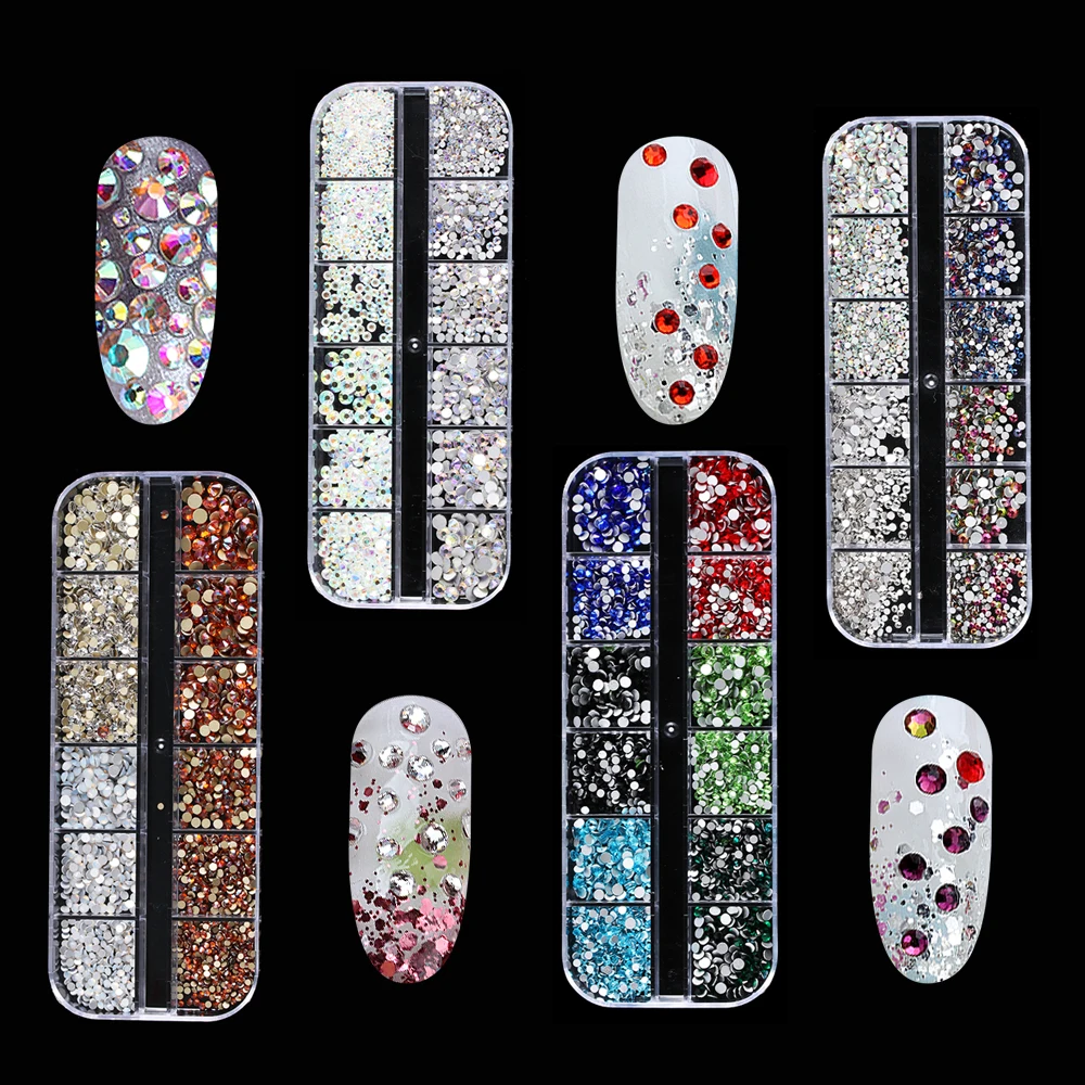 DIY AB Color Multi-size Crystals Nail Rhinestones Flat Back Glass For Nails Art Decors Gems Charms Manicure Accessories | Красота и