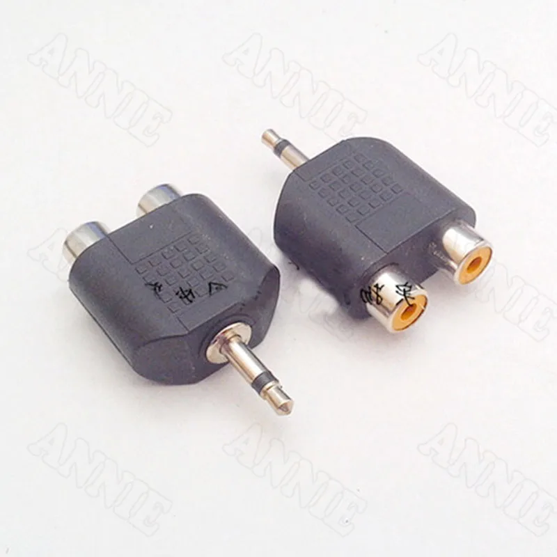 

100pcs/lot 3.5mm To Double RCA Socket Single Channel Male To Female Converter