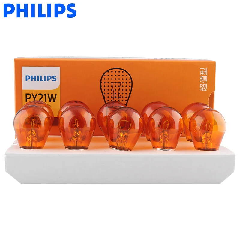10 шт. Philips PY21W S25 12V 21W BAU15s Янтарный Стандартный оригинальный светильник указателя