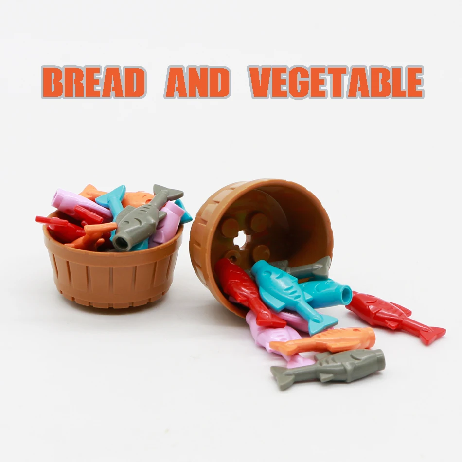Friends Accessories Building Blocks Bread Baguette Basket Food Fruit Fish DIY MOC Bricks Toy For Children Compatible City | Игрушки и