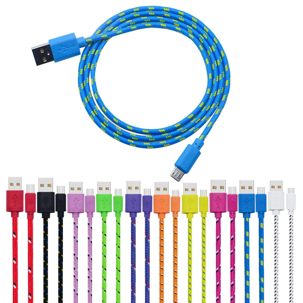 Нейлоновый плетеный кабель Micro USB 1 м 2 зарядный для синхронизации данных Samsung HTC