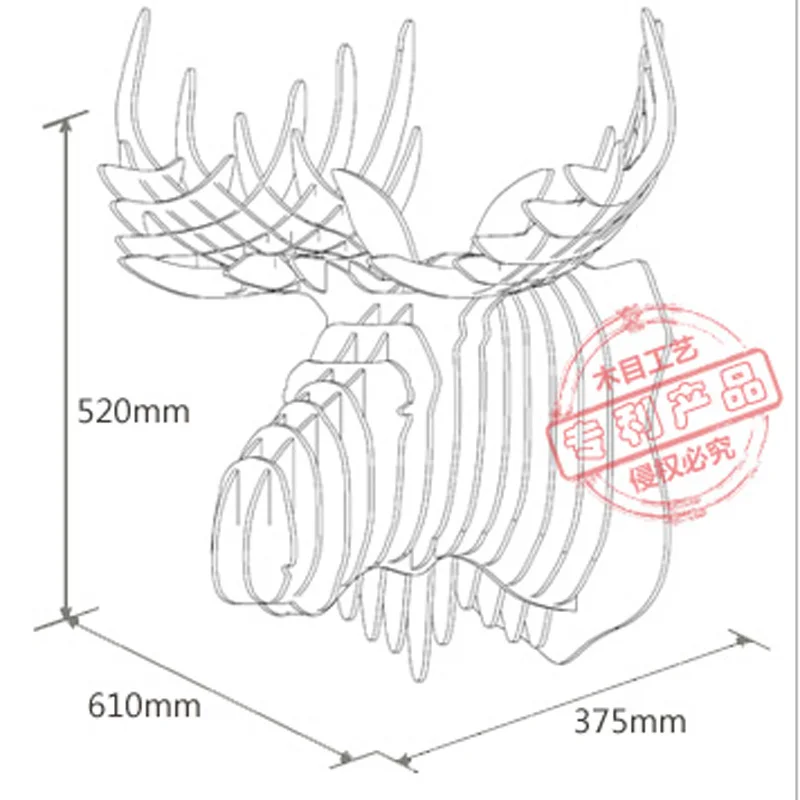 Большой деревянный Настенный декор с головой животного 52x61x37 см|furniture for home|furniture