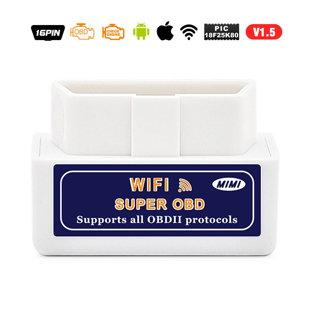 Супер Мини ELM327 Bluetooth V1.5 PIC18F25K80 OBD II ELM 327 сканер usb ELM327 V2.1 wifi Android/IOS obd2 считыватель кодов - Цвет: WIFI V1.5