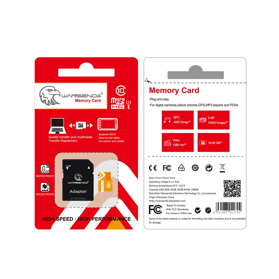 Карта памяти Micro SD по заводской цене 4 Гб класс 6 64 ГБ 32 16 8 10 WSD Orange tf карта + адаптер с
