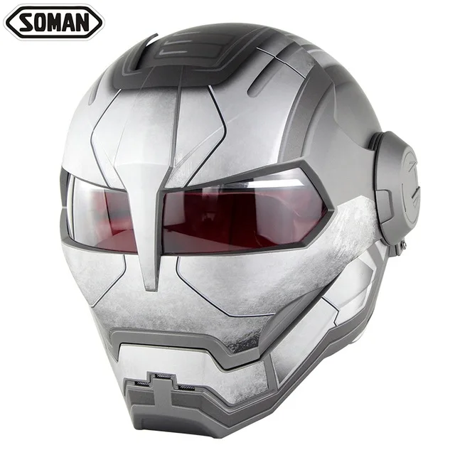 Военный серый мотоциклетный шлем ironman Стиль откидной casco Железный человек Capacetes Soman SM515 - Цвет: 4