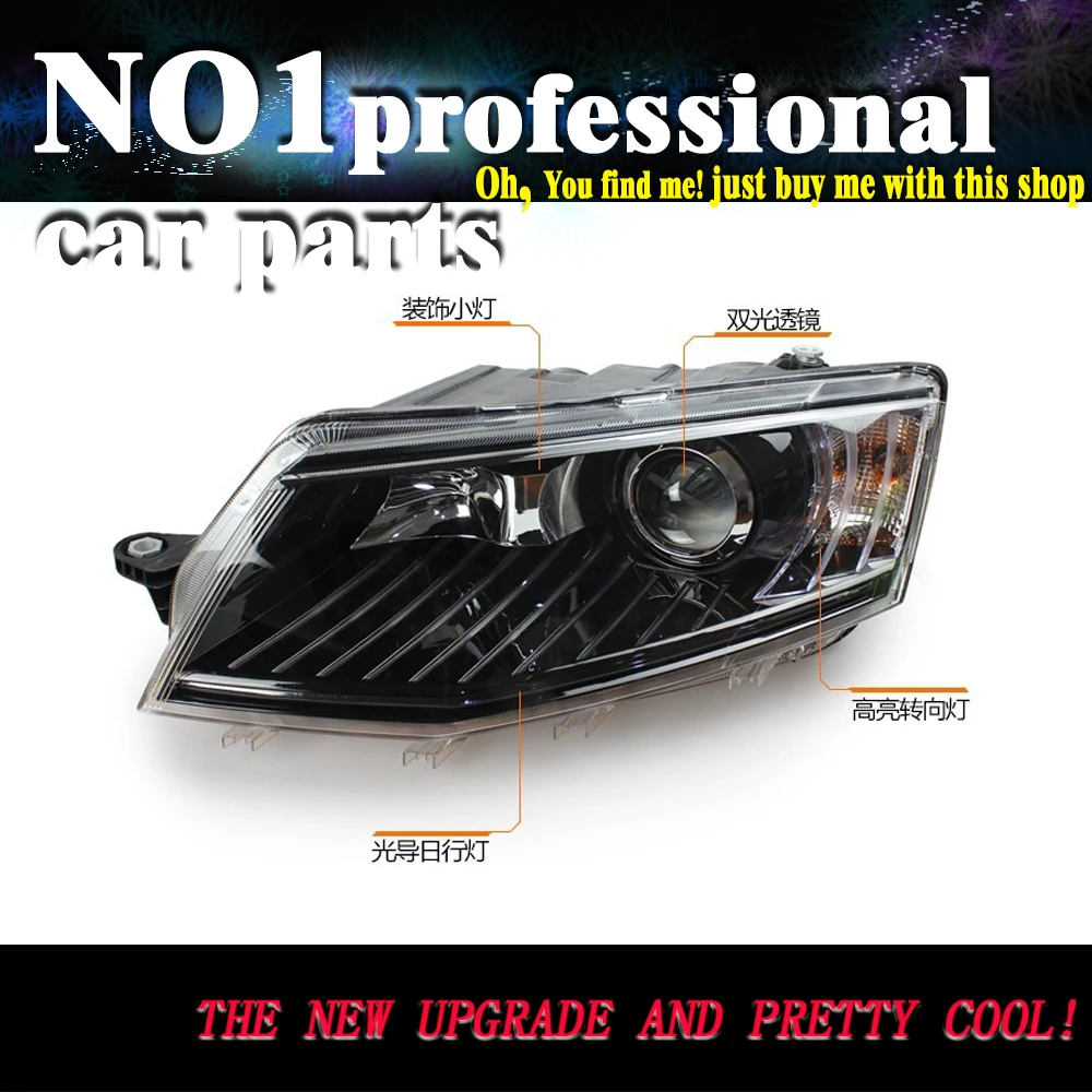 

car accessories for Skoda Octavia Headlights 2014-2015 New Octavia LED Headlight LED DRL Bi Xenon Lens High Low Beam Parking