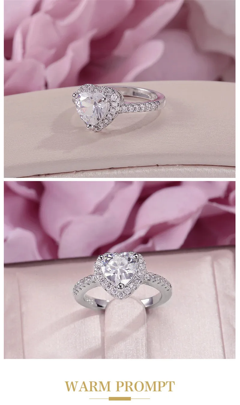 S925 Серебряные кольца для Для женщин Fine Jewelry Цирконий белый сердце кольцо Свадебные Обручение Ringen аксессуары Jewelen