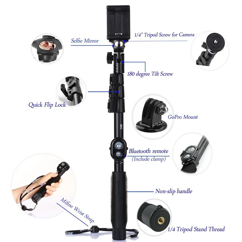 Для Sony Z4 Z3 Z/для Samsung A9 Star/A9 Lite/C9 C7 Pro YUNTENG 50 &quotGOPRO M onepod Беспроводная Bluetooth селфи