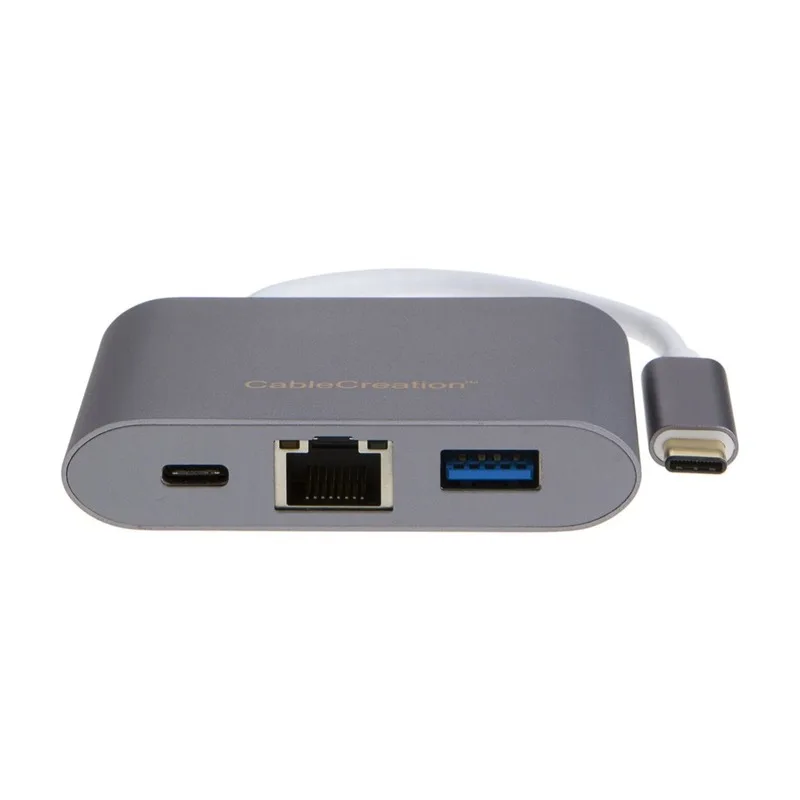 USB C к Ethernet адаптеру Тип 3 0 + RJ45 Gigabit LAN сетевой порт PD зарядный концентратор