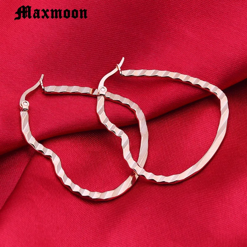 Модные Простые Стальные Полые золотистые серьги-кольца Maxmoon в форме сердца для