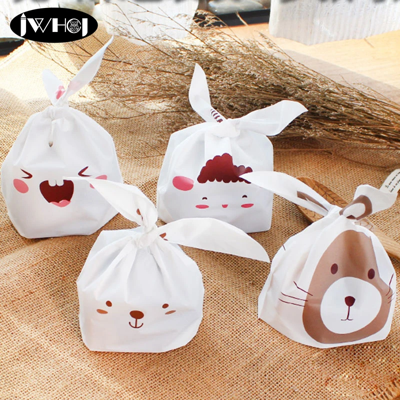50 pcs White Rabbit ears cartoon animal cookie Gift Bag for Christmas birthday Party Candy Food&ampHandmade soap Packaging bags | Дом и сад