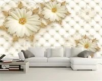 beibehang 2019 new wall paper three dimensional luxury gold jewelry flower soft bag jewelry background papel de parede wallpaper