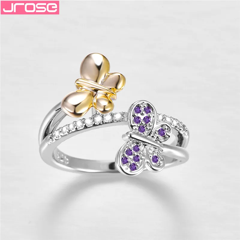 JROSE 2019 женские кольца с крыльями из кристаллов бабочки для женщин крестом сердце