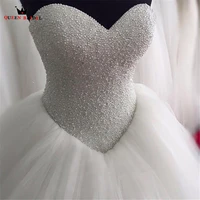 custom size ball gown strapless fluffy pearls beads formal wedding dresses robe de mariee wedding gowns 2021 new fashion sa01