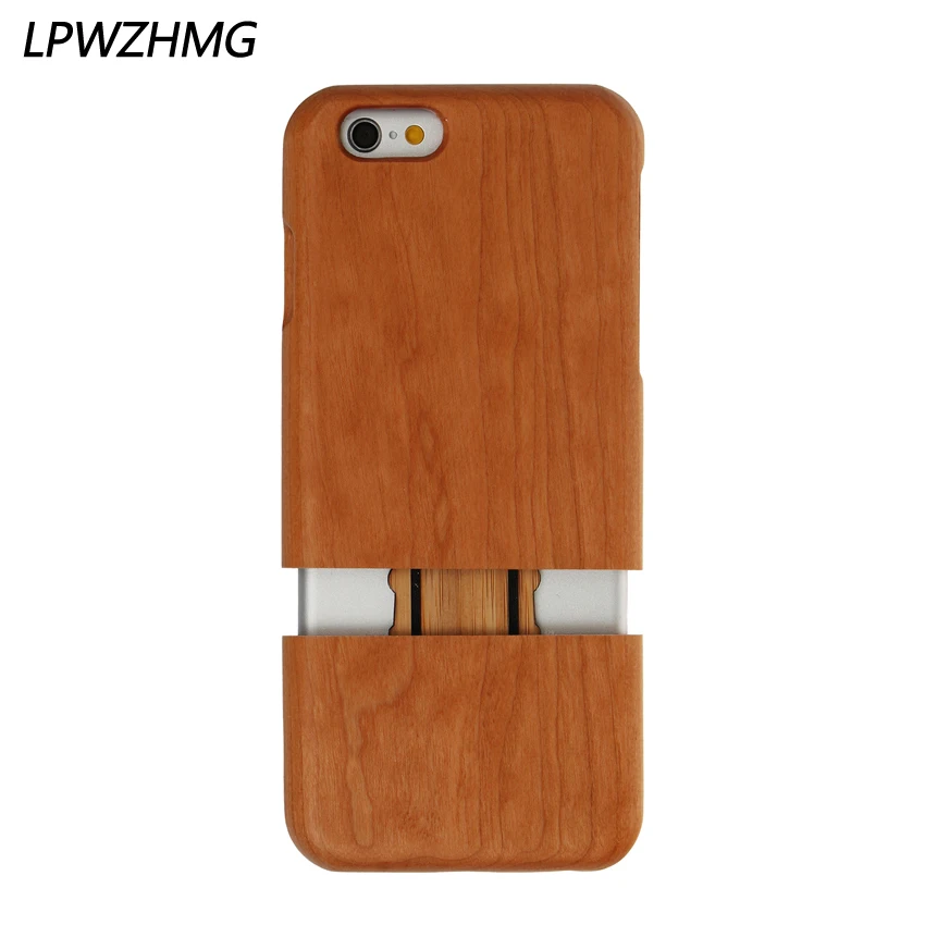 LPWZHMG Natural Anti-Knock Back Wood Phone Cases For Iphone 5 5S SE 6 6s 6plus 6splus 7plus Two Stage Fission Mobile Shell |
