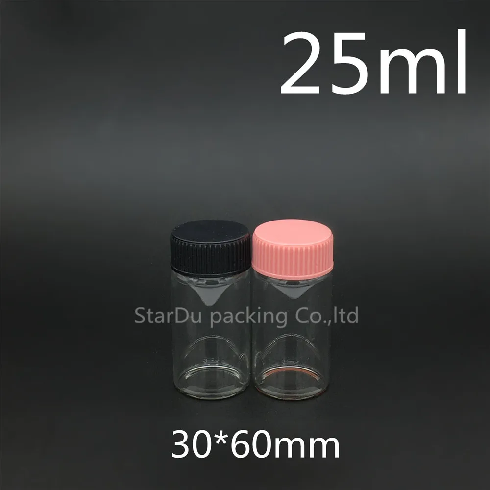 

15pcs 30*60mm 25ml Screw Neck Glass Bottle With Plastic Cap For Vinegar Or alcohol,carft/storage Candy Bottle