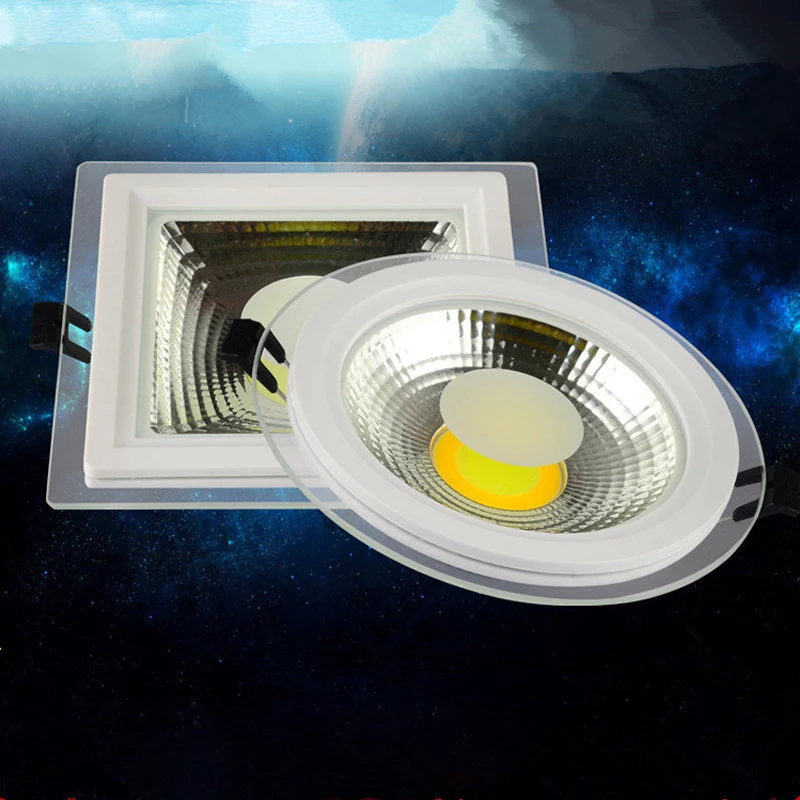 

LED Down light glass recessed COB Ceiling panel lamp spotlight 5w/10w/15w warm/white AC85-265V for indoor kitchen home decor