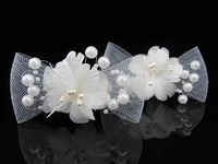 30 pcs new fashion bowknot fascinator white flower pearl bridal wedding hair pins hair accessory hair clips