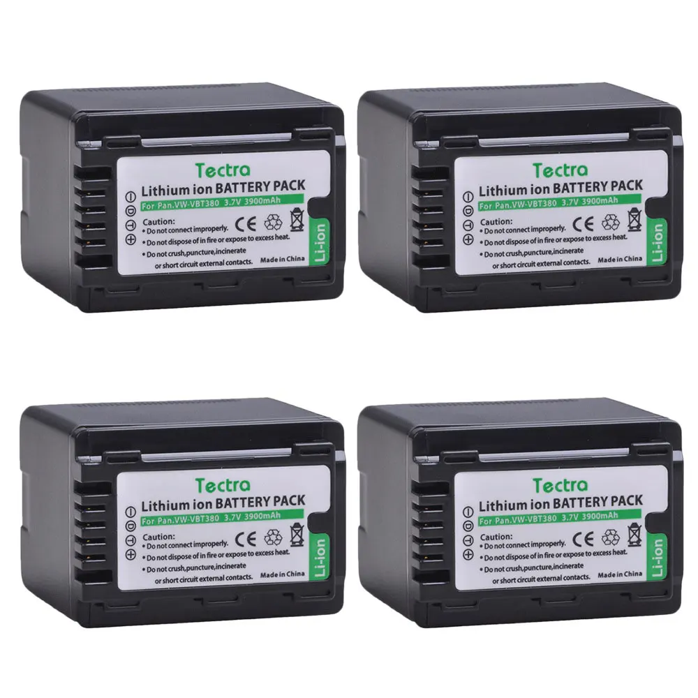4 шт. 3900 мА/ч, VW-VBT380 VBT380 VW-VBT190 Батарея для цифрового фотоаппарата Panasonic HC-V110, HC-V130, HC-V160, HC-V180, HC-V201, HC-V250, HC-V260