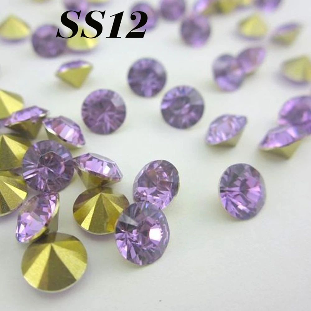 

Free shipping 1440pcs(10G) SS12 3mm Light purple color Resin rhinestones Pointback for Nail Art /Bags/Garment/Shoes Decoration