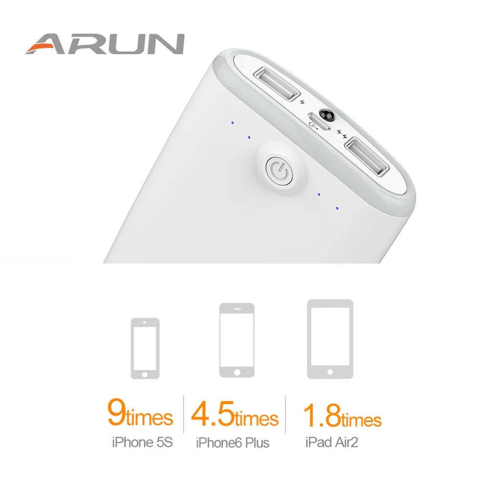 ARUN power Bank 20000 мАч портативное зарядное устройство с поддержкой QC Dual USB индикатором