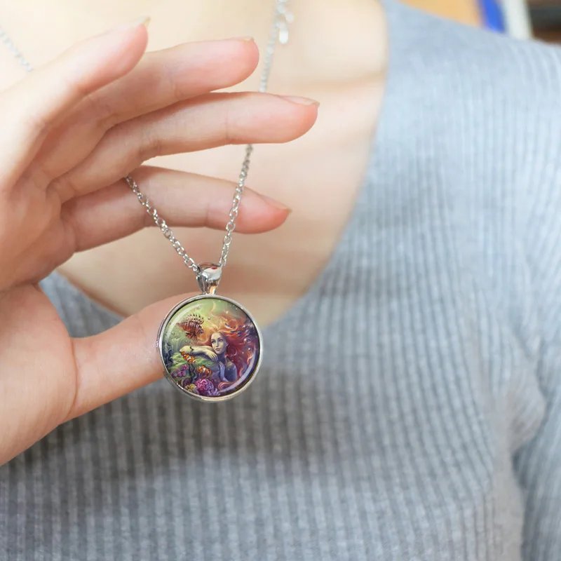 Стеклянный купол оптом ожерелье с русалкой картины в стиле фентези ювелирные