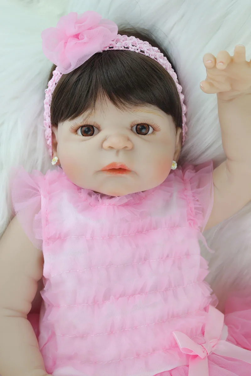 2" полный Силиконовый Bebe Reborn Girl Lifelike 55 см виниловые куклы для новорожденных малышей водонепроницаемый тело мальчик и девочка рост партнер