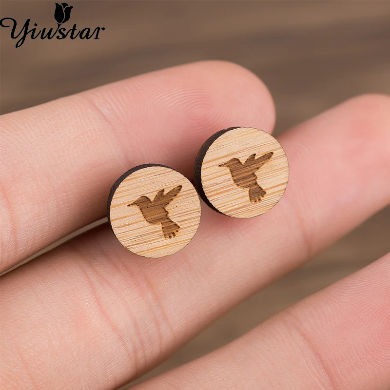 Yiustar ретро деревянные серьги с колибри для женщин аксессуары девочек цветные