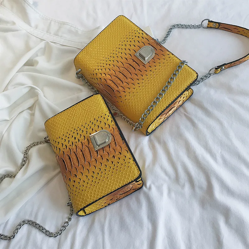 Retro Alligator Handbag Fashion Women Hasp Chain Messenger Bags Clutch Wedding Party Purse Slung Flap Small Square Bag