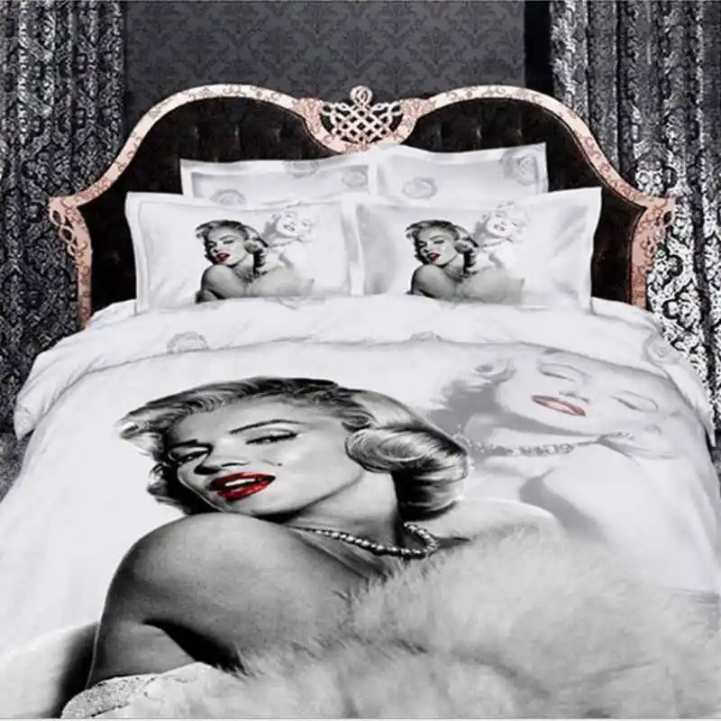 3d постельных принадлежностей queen size 4 шт. Джексон покрывало Монро пододеяльник