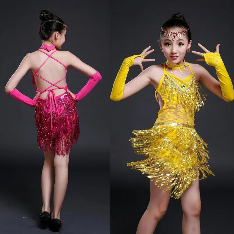 Детское платье для латиноамериканских танцев с кисточками|salsa dance dresses|kids ballroomdance