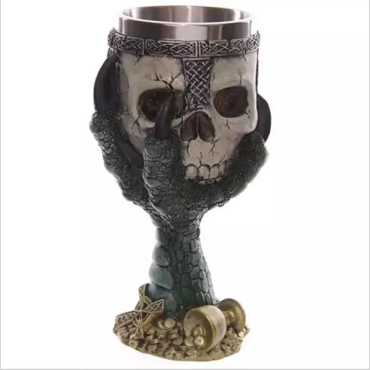 3d статуя черепа бокал для вина/ужасный стакан из нержавеющей стали декоративный