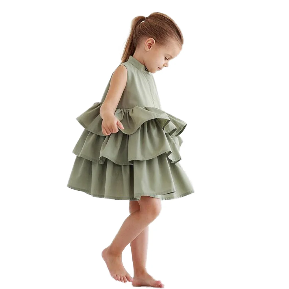 # YX021 Детский костюм платье принцессы с оборками для девочек От 1 до 5 лет зеленый