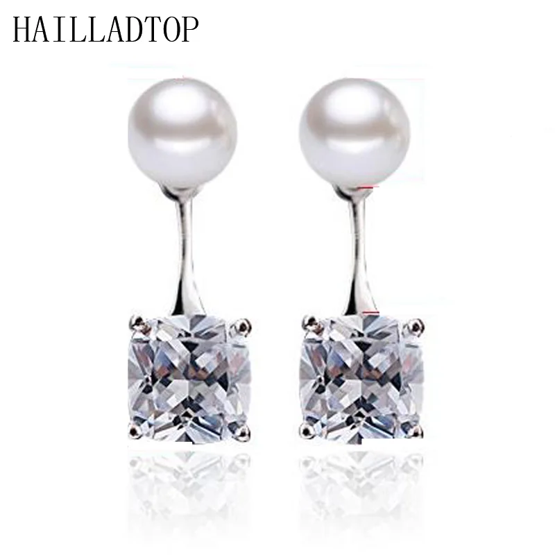 

Shining CZ Crystal Pearl Ear Studs Earrings Rhinestones Imitation Pearls Earrings Austrian Crystal Stud Earrings with Big Pearl